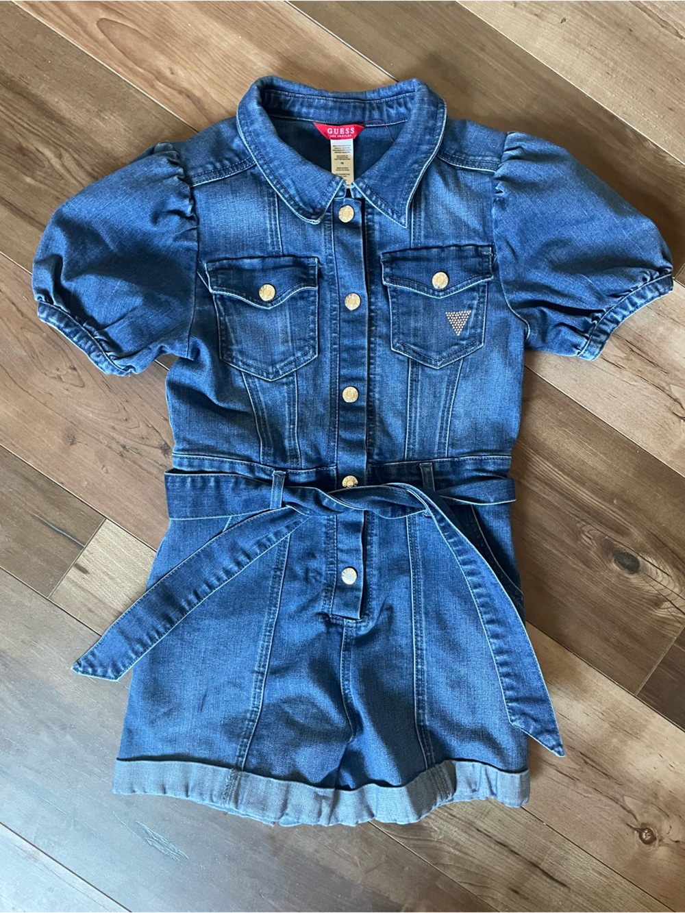 Guess Blue Denim Romper with Belt